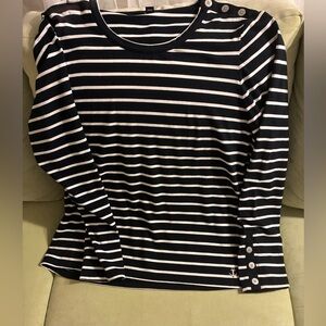 Nautica Striped Black and White stripe Women Top 2XL